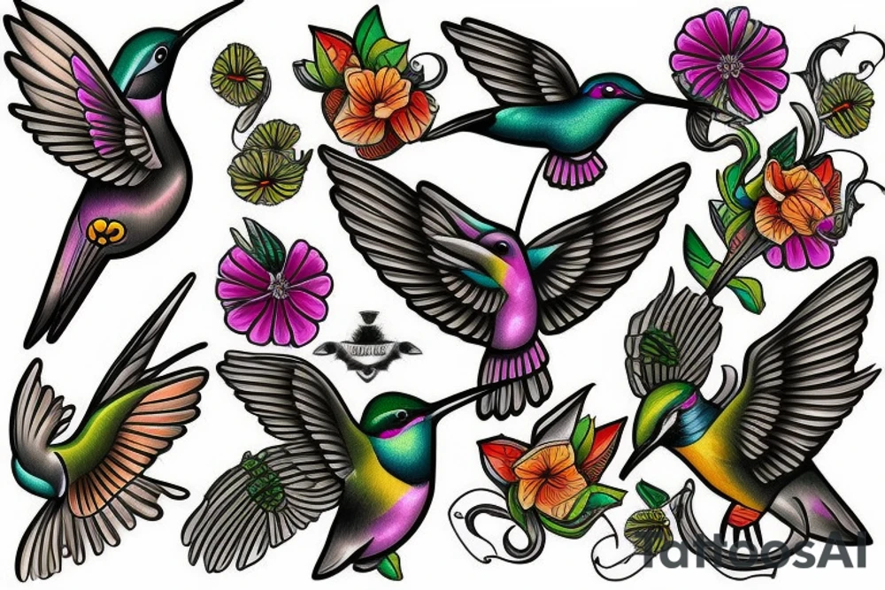 hummingbird and purepecha tattoo idea