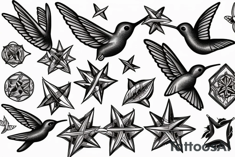 hummingbird and compass tattoo idea