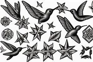 hummingbird and compass tattoo idea