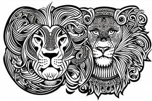 lion tattoo in aztec design tattoo idea
