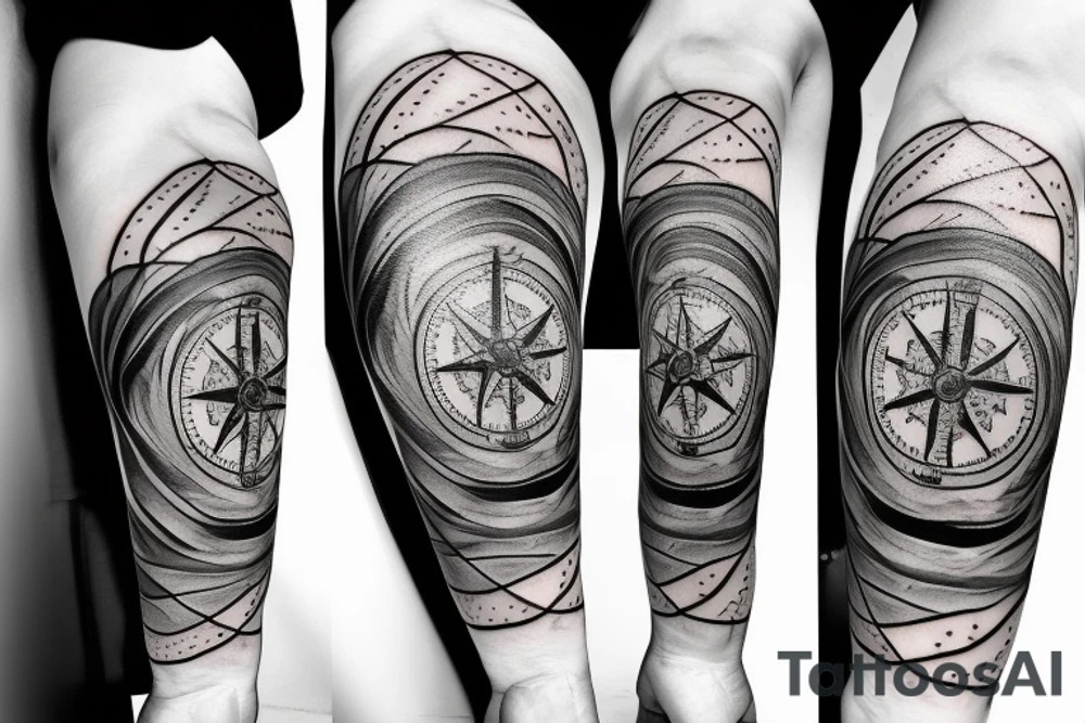 Unique nautical compass tattoo idea