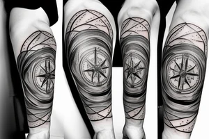 Unique nautical compass tattoo idea