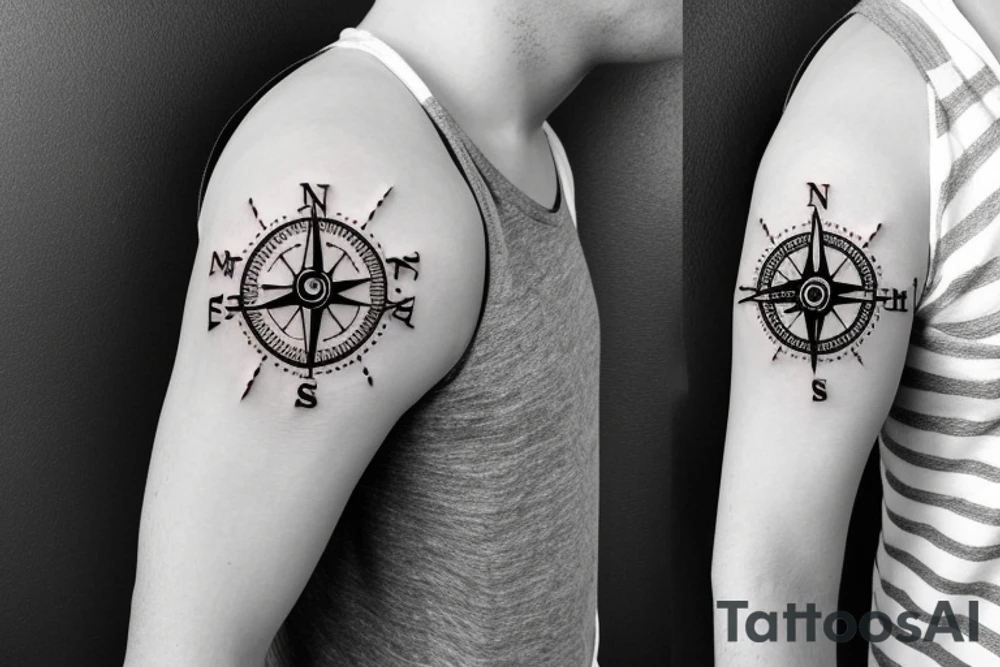 Small Unique nautical compass tattoo idea