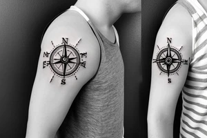 Small Unique nautical compass tattoo idea