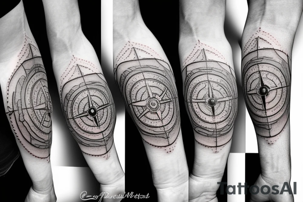 Small Unique nautical compass tattoo idea