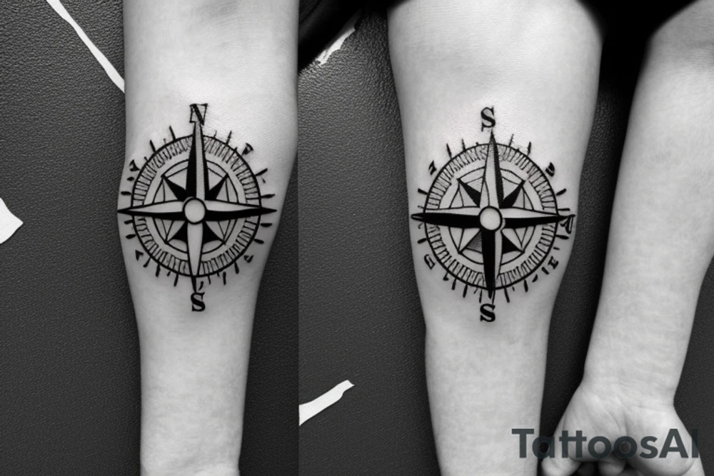 Very small Unique nautical compass tattoo idea