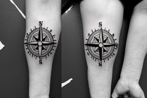 Very small Unique nautical compass tattoo idea