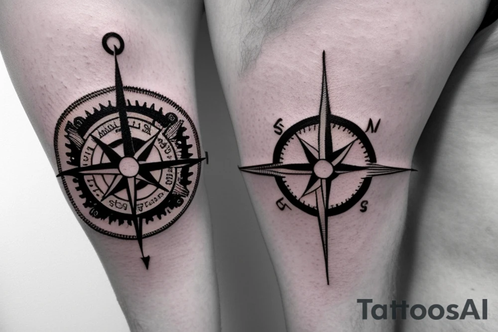 Very small Unique nautical compass tattoo idea
