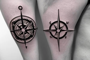 Very small Unique nautical compass tattoo idea