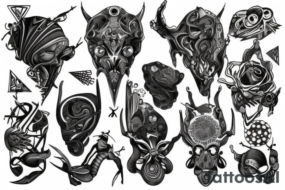 Býk s biomechanikou na rameno tattoo idea