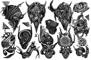 Býk s biomechanikou na rameno tattoo idea