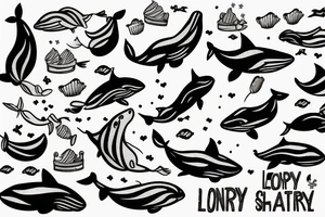 lonely whale having a party tattoo idea