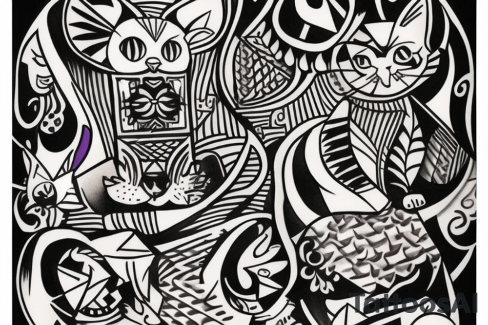 drunk cat tattoo tattoo idea