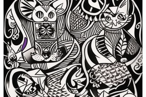 drunk cat tattoo tattoo idea