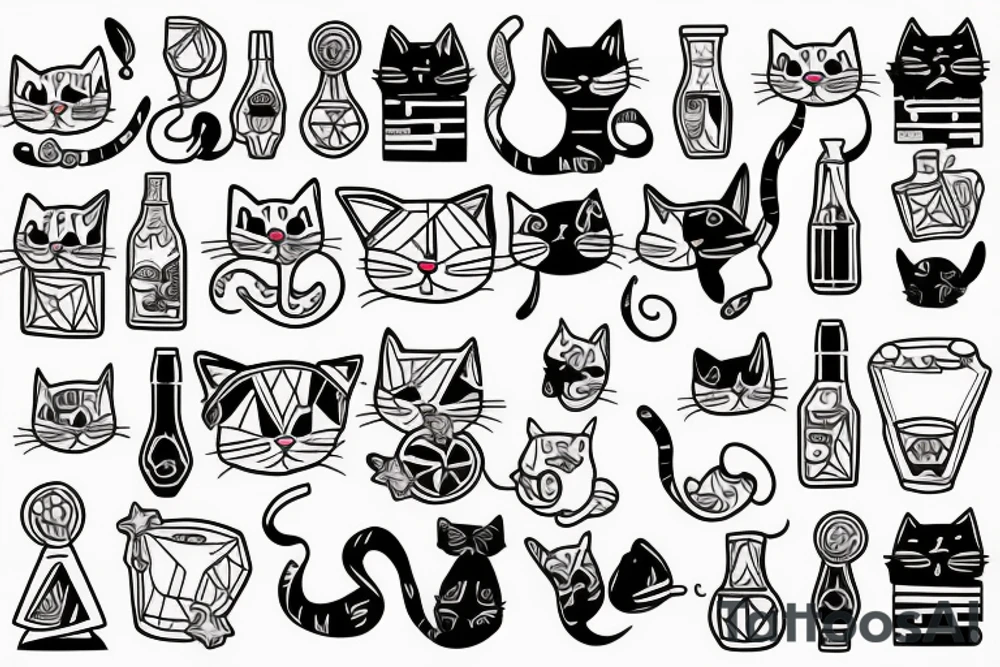 drunk cat tattoo idea