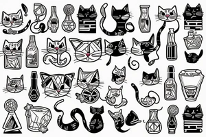 drunk cat tattoo idea