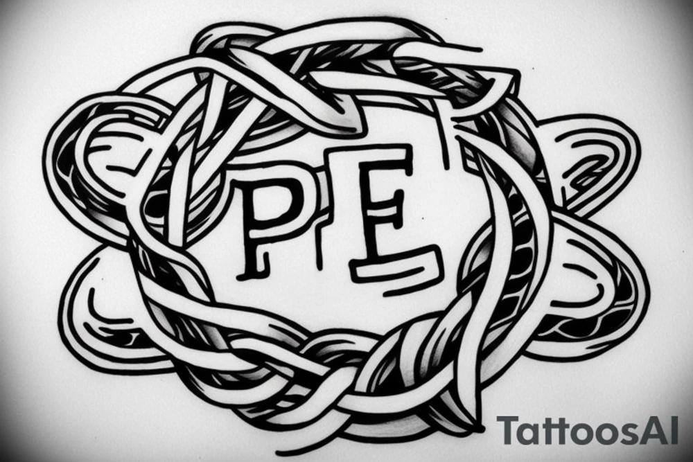 I want to create a letter mark with 5 letters intertwined tattoo idea