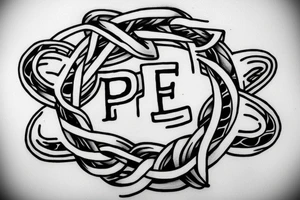 I want to create a letter mark with 5 letters intertwined tattoo idea