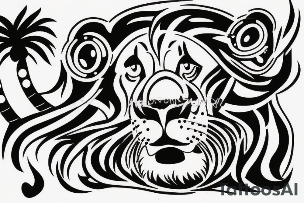 Un lion DJ qui mixe tattoo idea