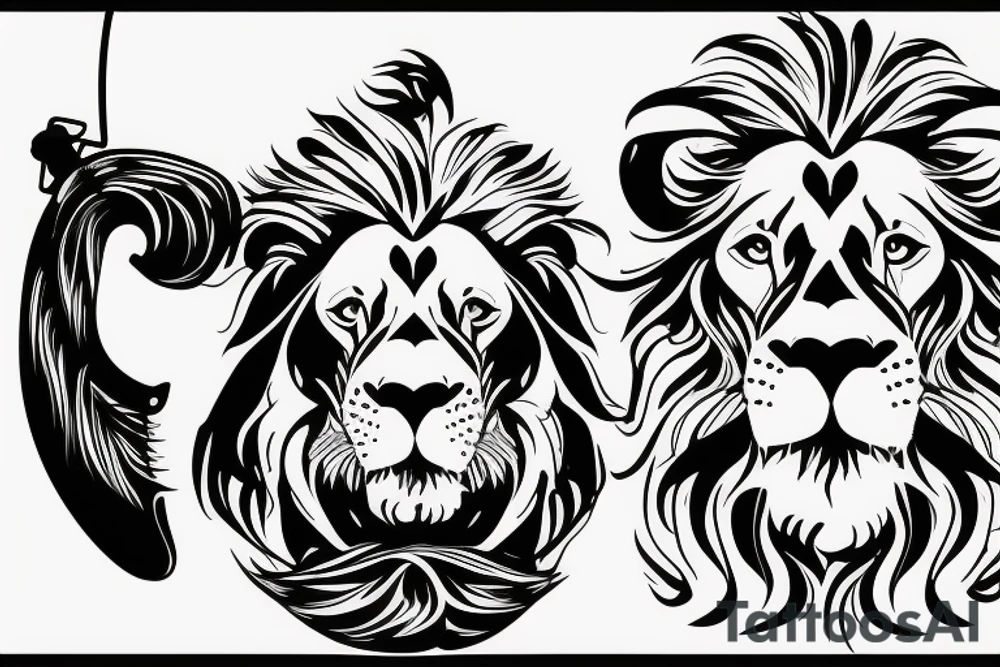 Un lion avec un casque de DJ qui mixe sur des platines tattoo idea