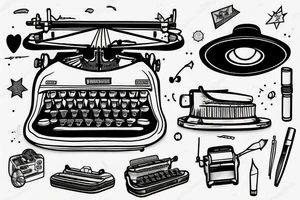 typewriter with a ufo over it tattoo idea