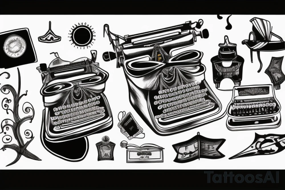 old typewriter with a ghost appearing above it tattoo idea old typewriter with a ghost appearing above it tattoo idea