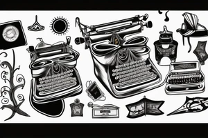 old typewriter with a ghost appearing above it tattoo idea
