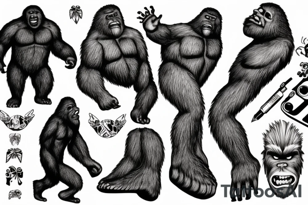 bigfoot using a typewriter tattoo idea
