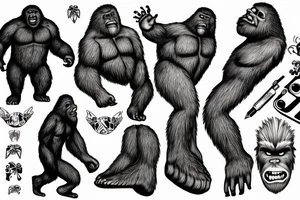 bigfoot using a typewriter tattoo idea