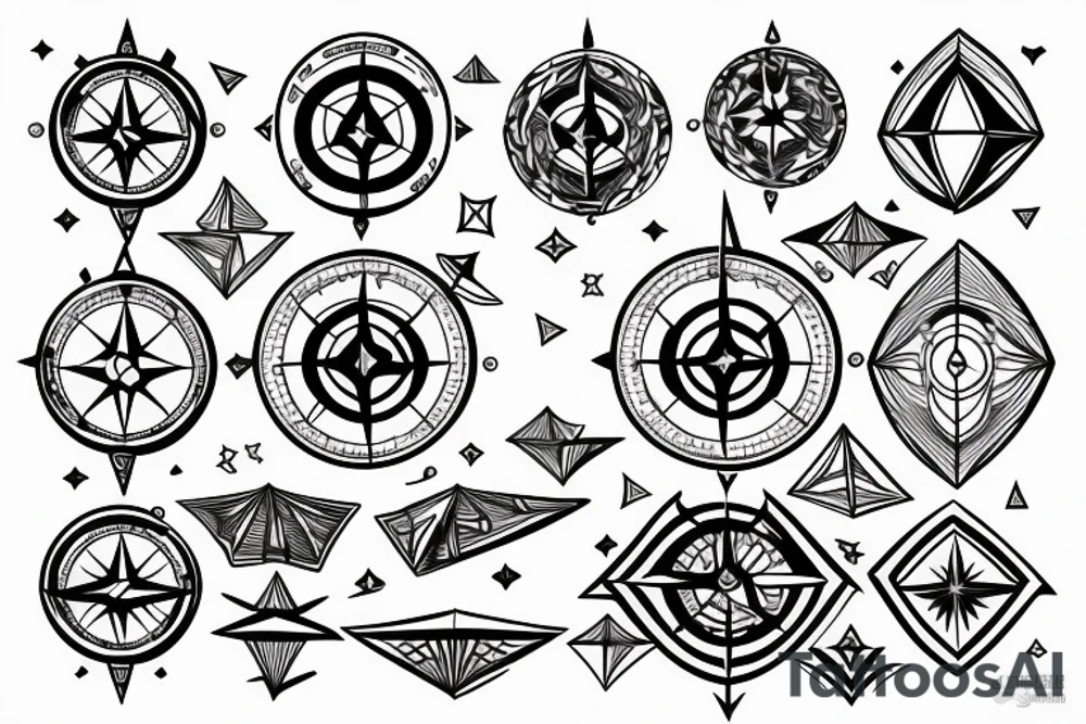 Compass with Diamond shape tattoo idea