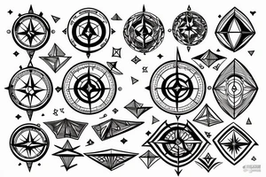 Compass with Diamond shape tattoo idea