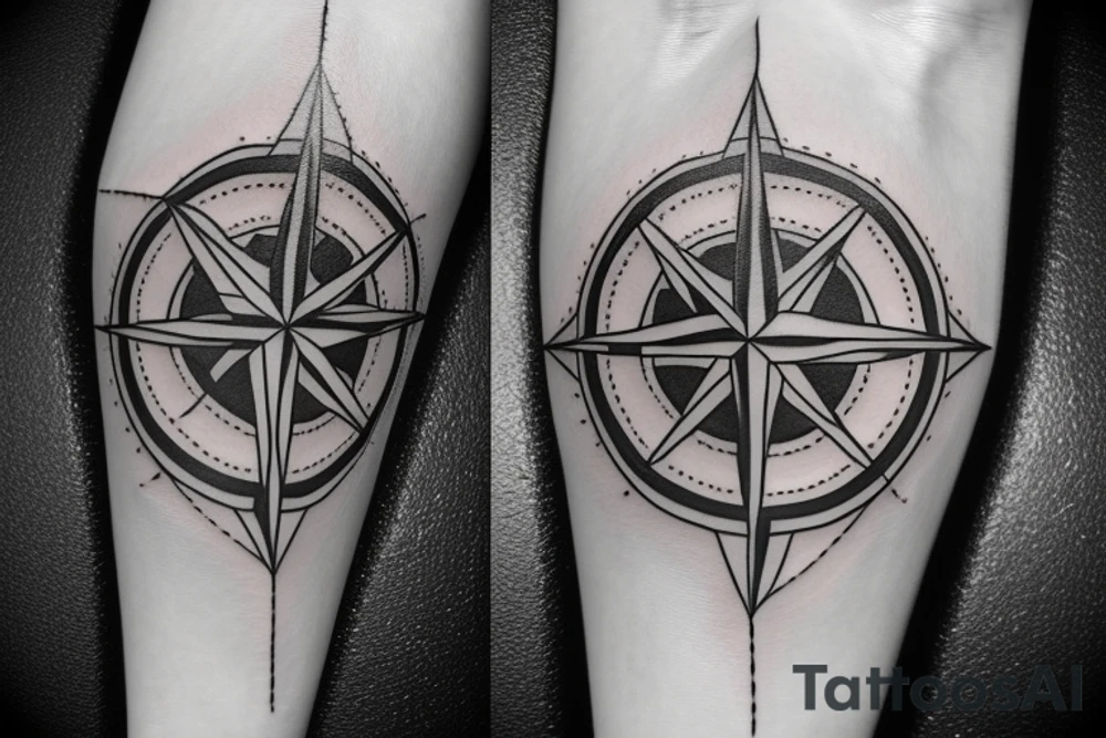 Compass with Diamond shape tattoo idea