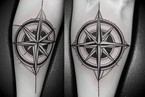 Compass with Diamond shape tattoo idea