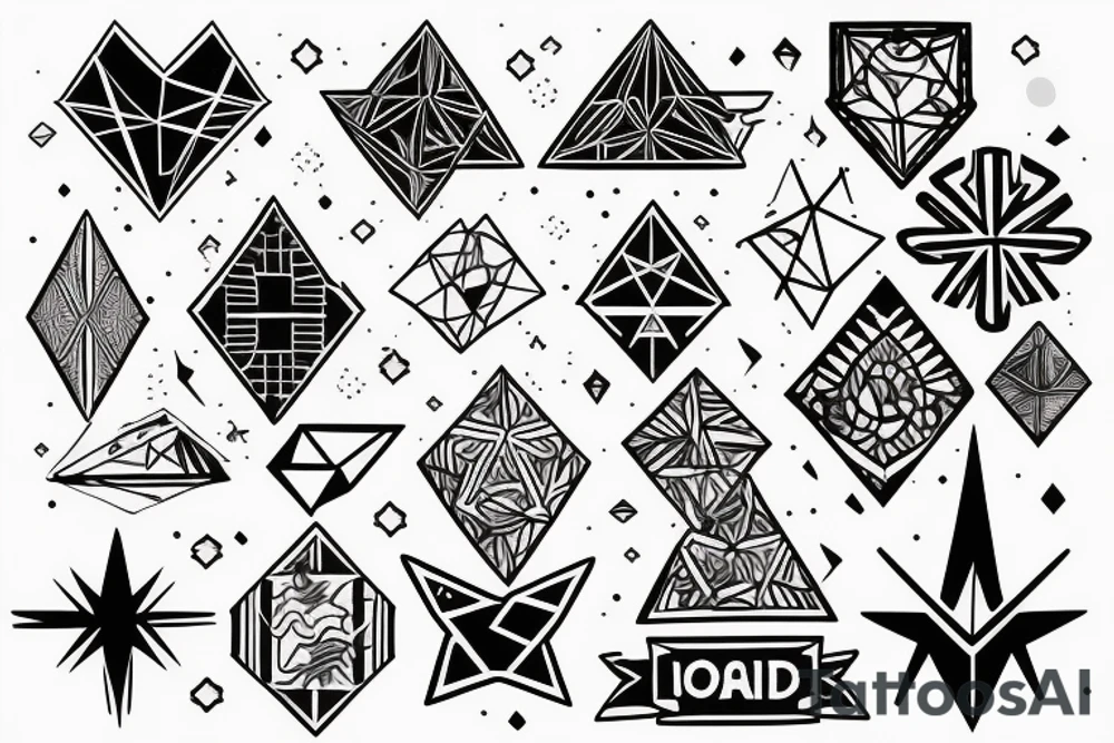True north with Diamond shape long and narrow tattoo idea