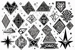True north with Diamond shape long and narrow tattoo idea