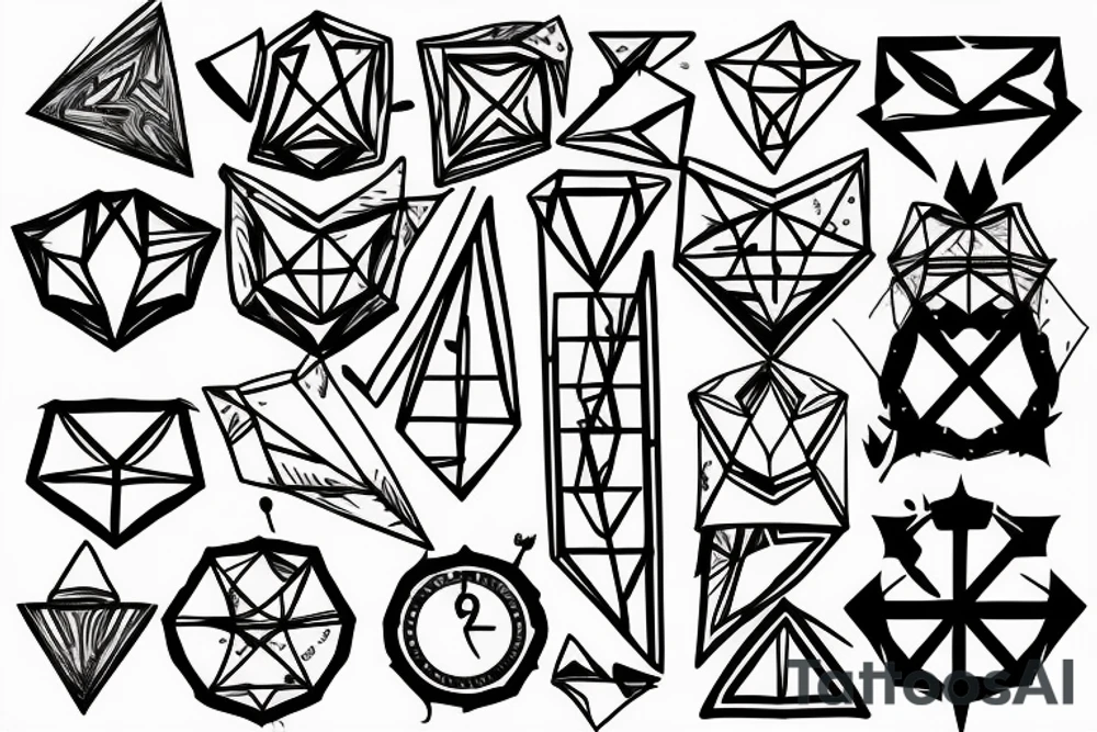True north with Diamond shape long and narrow tattoo idea