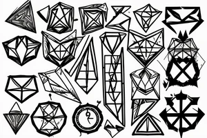 True north with Diamond shape long and narrow tattoo idea
