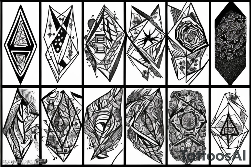True north with Diamond shape long and narrow tattoo idea