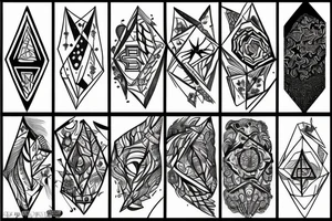 True north with Diamond shape long and narrow tattoo idea