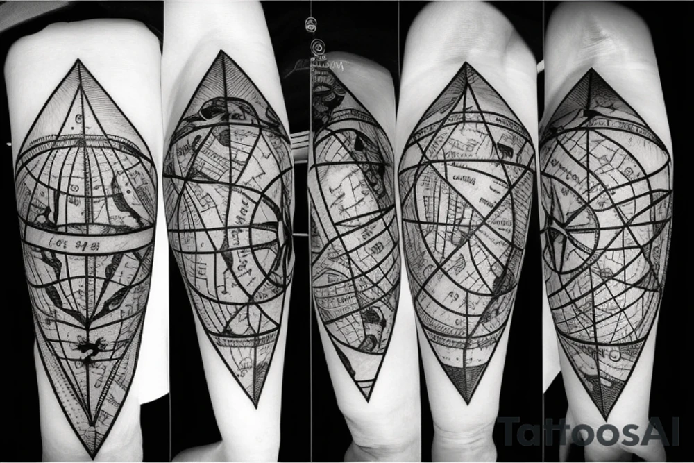 Map Compass symbol with diamond shape tattoo idea