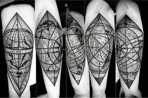 Map Compass symbol with diamond shape tattoo idea