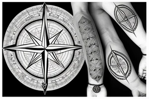 Map Compass symbol with diamond shape tattoo idea