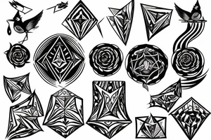 long staff
cardinal directions
 with diamond shape tattoo idea