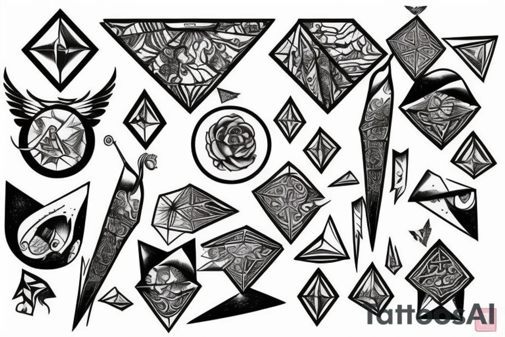 long staff
cardinal directions
 with diamond shape tattoo idea