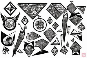 long staff
cardinal directions
 with diamond shape tattoo idea