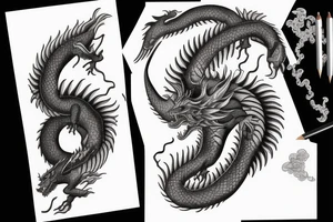 Realistic black and gray fierce dragon holding yin yang tattoo idea