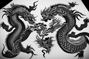 Realistic black and gray fierce dragon holding yin yang tattoo idea