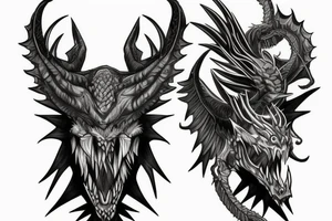 Realistic black and gray fierce dragom tattoo idea
