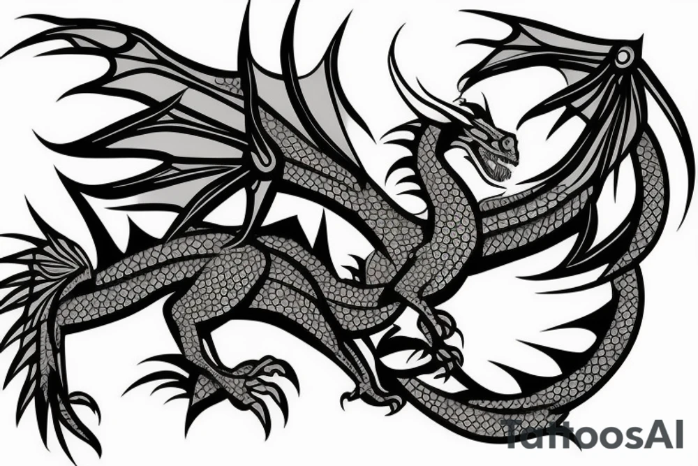 fierce dragon about to land tattoo idea