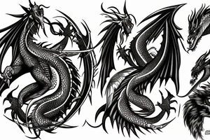 fierce dragon about to land tattoo idea